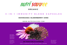 Load image into Gallery viewer, ORGANIC 3-in-1 Immunity Blend Capsules - Echinacea Elderberry &amp; Zinc
