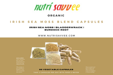 Load image into Gallery viewer, ORGANIC Irish Sea Moss Bladderwrack Burdock Root Capsules Cell Food Superfood
